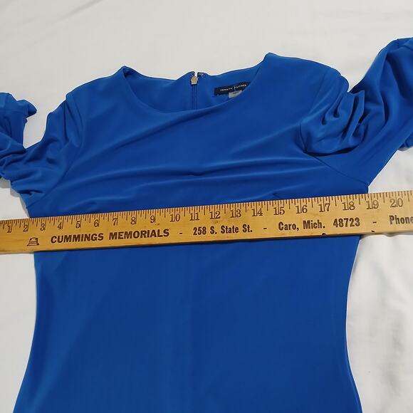 Tommy HIlfiger SZ 2 Royal Blue Long-bell-sleeved Knee-Length Hidden Zipper Dress - Picture 10 of 11